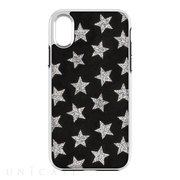 【iPhoneXS/X ケース】Luxe Double Up Case (Leather Stars Black/Silver Glitter)