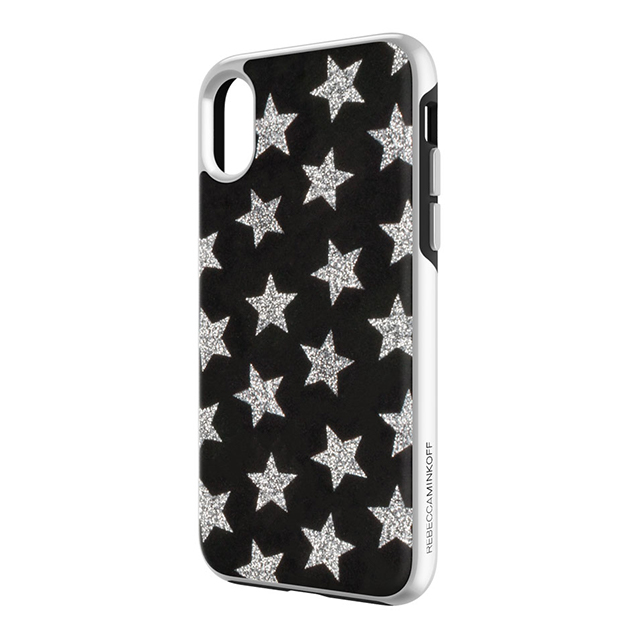 【iPhoneXS/X ケース】Luxe Double Up Case (Leather Stars Black/Silver Glitter)サブ画像