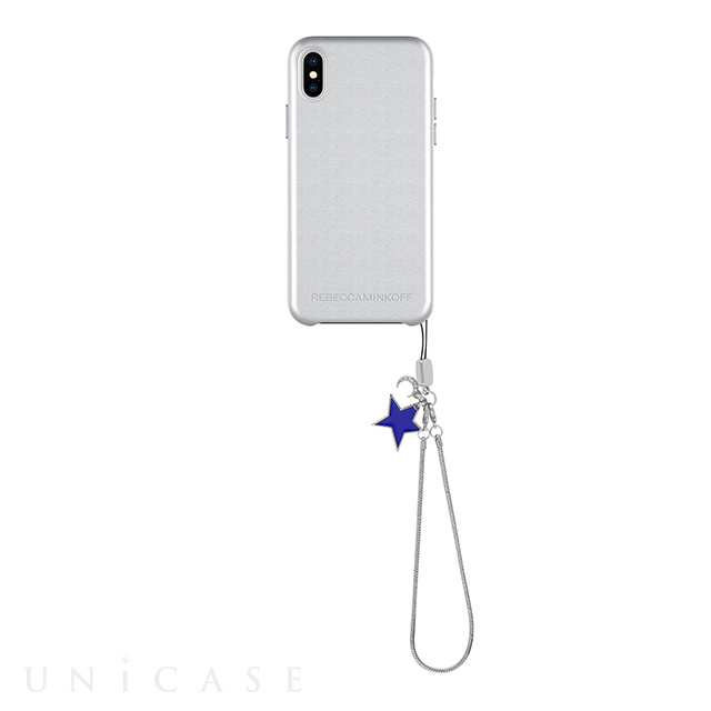 【iPhoneXS/X ケース】Leather Wrap Case with Charm (Metallic Silver/Star Charm)