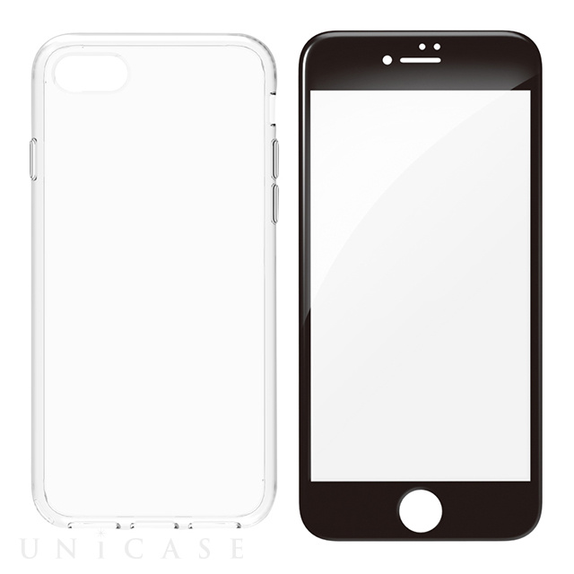 【iPhone8 Plus/7 Plus ケース】[Turtle Pro]ハイブリッドケース (クリア)＆ガラスセット (ブラックフレームガラス)
