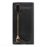 【iPhoneXS/X ケース】Saffiano Zipper Case (ブラック)
