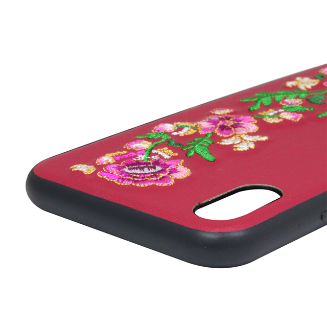 【iPhoneXS/X ケース】フラワー刺繍バックカバーケース　レッドサブ画像