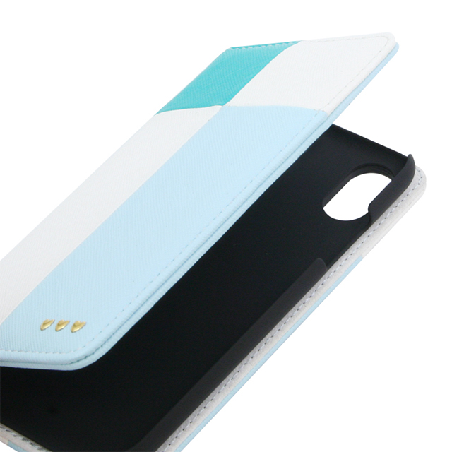 【iPhoneXS/X ケース】手帳型ケース カラーブロック　ブルーサブ画像