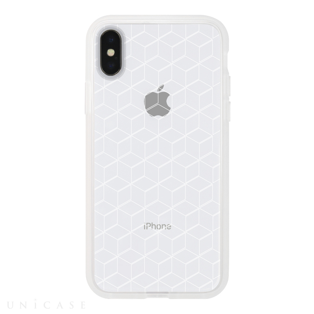 【iPhoneXS/X ケース】MONOCHROME CASE for iPhoneXS/X (Hexagon Line White)