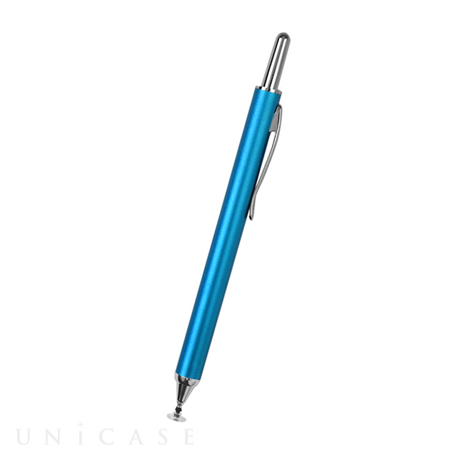 透明なディスク型ペン先を瞬時に使えるノック式タッチペン (ブルー)