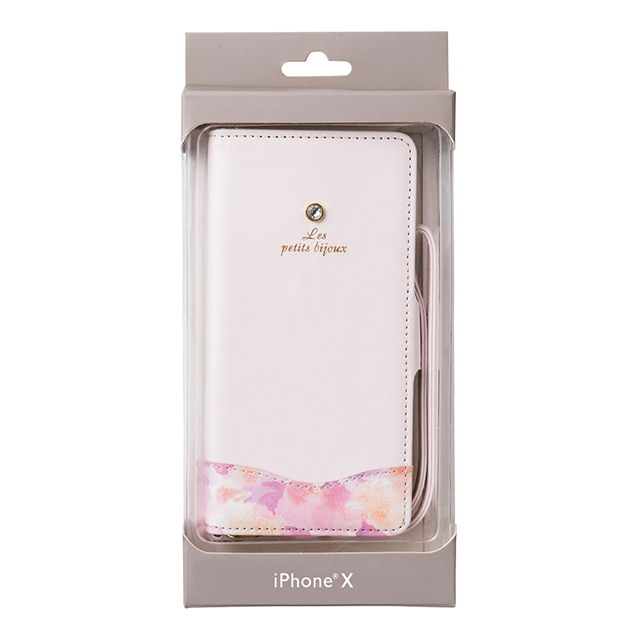 【iPhoneX ケース】手帳型ケース・ウォーターカラー・ビジュー/デジタルアクセサリー (ピンク)サブ画像