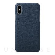 【iPhoneXS/X ケース】Shrunken-calf Shell Leather Case (Navy)