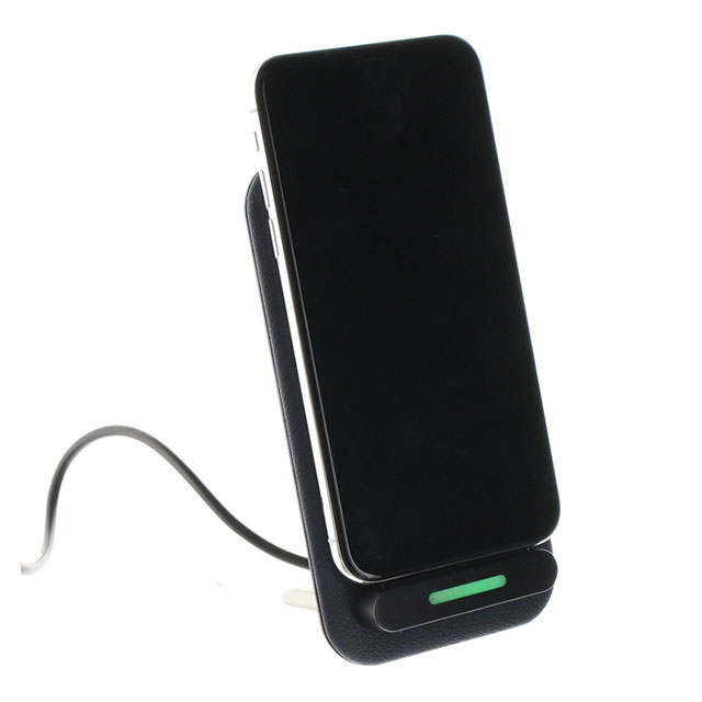 Qiワイヤレス充電器 スタンド (PU/ネイビー)サブ画像