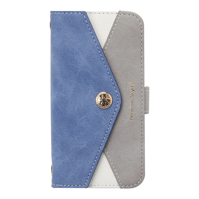 【iPhoneSE(第1世代)/5s/5 ケース】ダブルフリップカバー レター型ポケット (ブルー)サブ画像