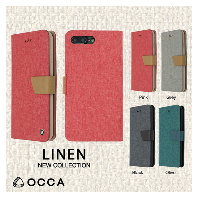 【iPhone8 Plus/7 Plus ケース】Linen flip case (Pink)サブ画像