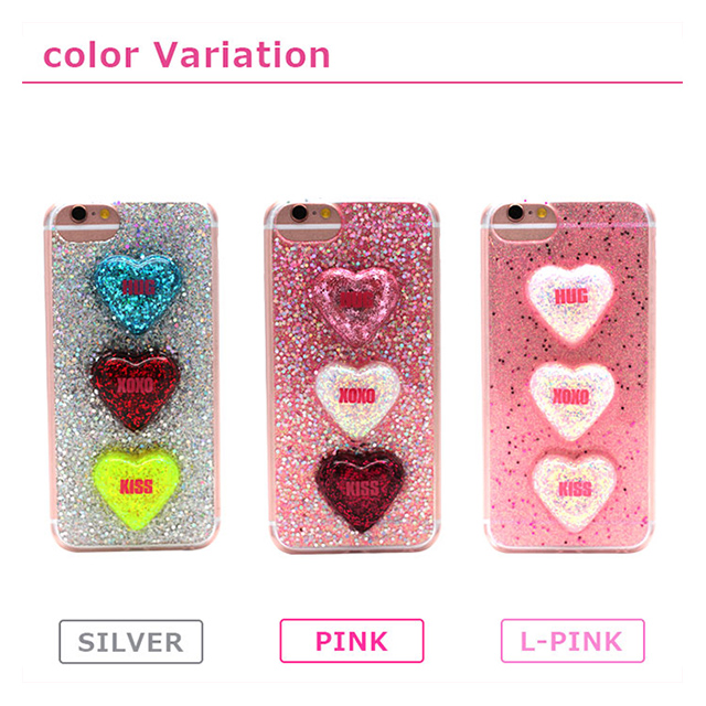 【iPhone8/7/6s/6 ケース】GLITTER 3HEART CASE (Pink)サブ画像