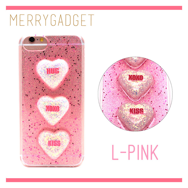 【iPhone8/7/6s/6 ケース】GLITTER 3HEART CASE (Light Pink)サブ画像