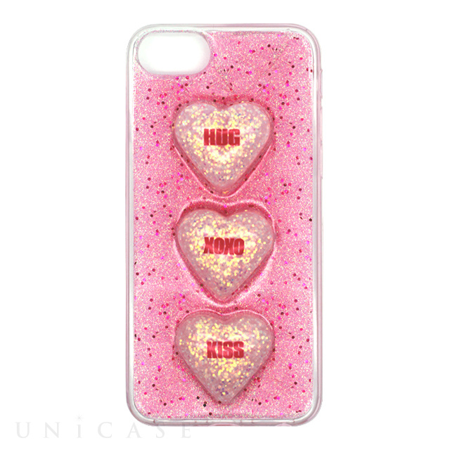 【iPhone8/7/6s/6 ケース】GLITTER 3HEART CASE (Light Pink)