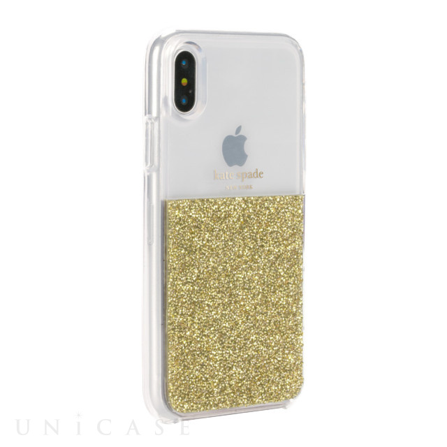 【iPhoneXS/X ケース】HALF CLEAR CRYSTAL -GOLD/gold foil/clear