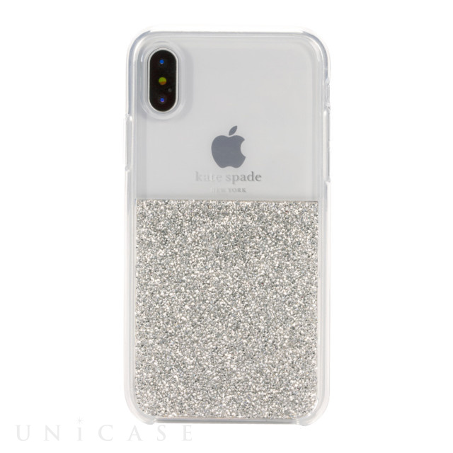 【iPhoneXS/X ケース】HALF CLEAR CRYSTAL -SILVER/silver foil/clear