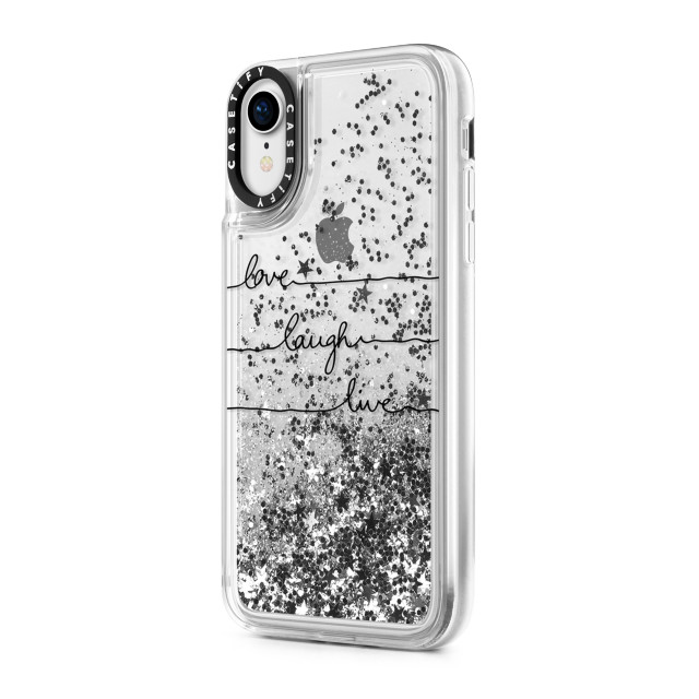 【iPhoneXR ケース】Glitter Case (Love Laugh Live)/Monochrome Silver Glitterサブ画像