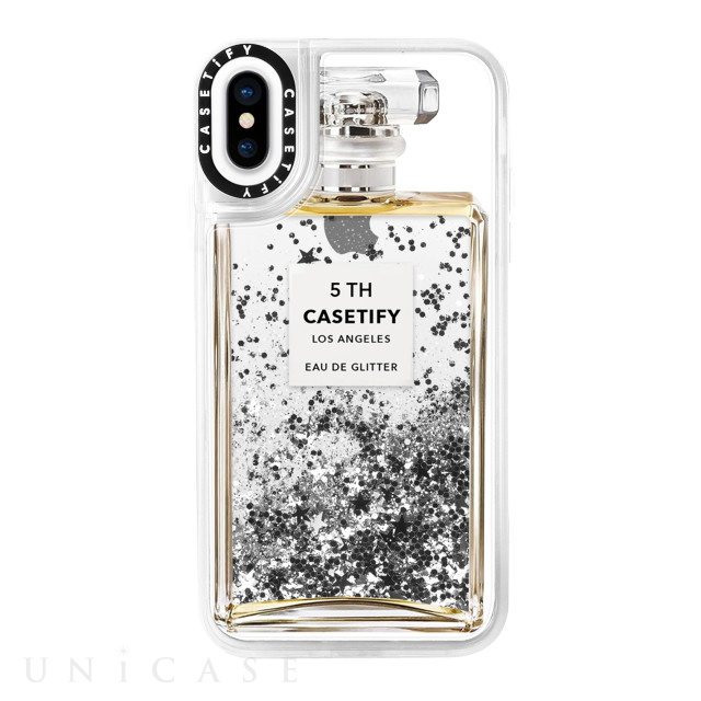 【iPhoneXS Max ケース】Glitter Case (Miss Perfume Glitter)/Monochrome Silver Glitter