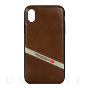 【iPhoneXR ケース】CO-MOLD INLAY CASE (Brown Leather/Diagonal Logo)