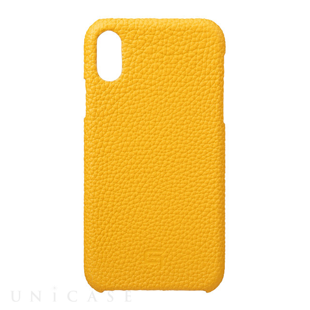 【iPhoneXR ケース】Shrunken-Calf Leather Shell Case (Yellow)