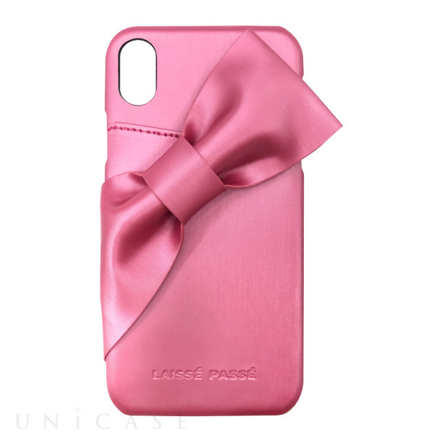 【iPhoneXR ケース】LAISSE PASSE 背面ケース ドレープリボン (ROSE PINK)