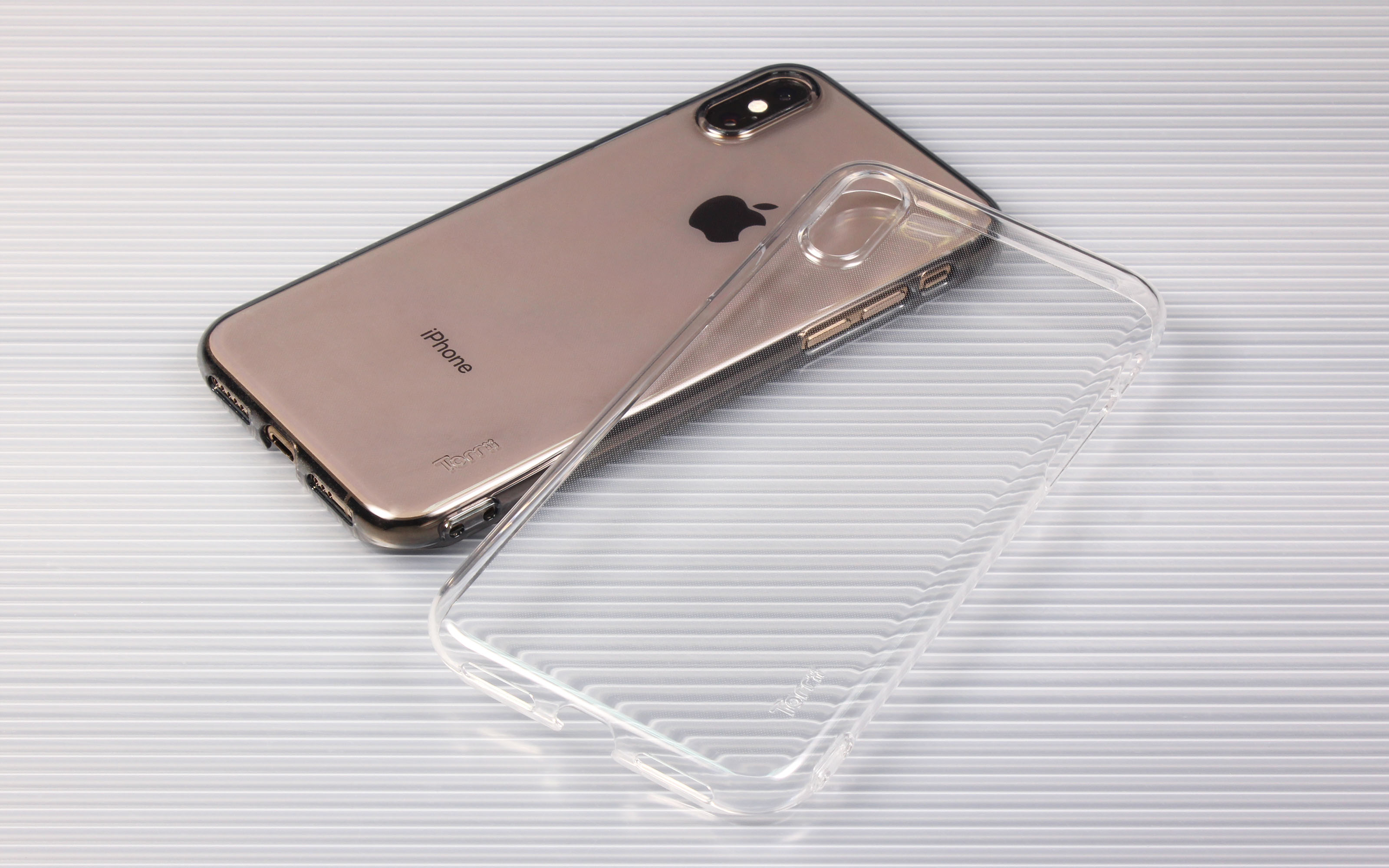 【iPhoneXS/X ケース】Torrii 指紋付着防止塗装 ハードクリアケース  (リングスタンドストラップ付き) Blackサブ画像