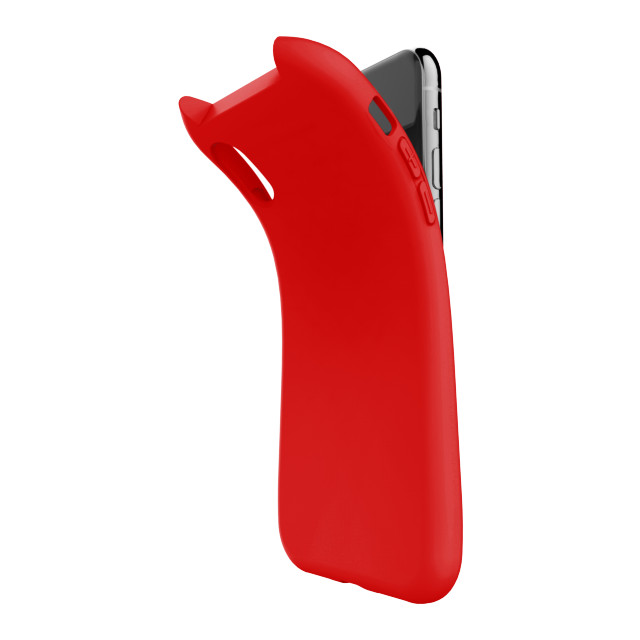 【iPhoneXS/X ケース】HANA 衝撃吸収TPU 猫耳デザインケース (RED)サブ画像