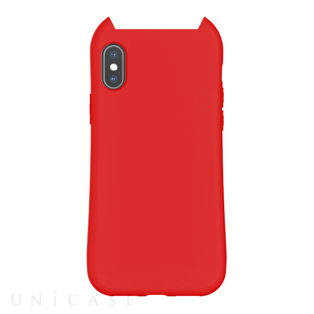 【iPhoneXS/X ケース】HANA 衝撃吸収TPU 猫耳デザインケース (RED)