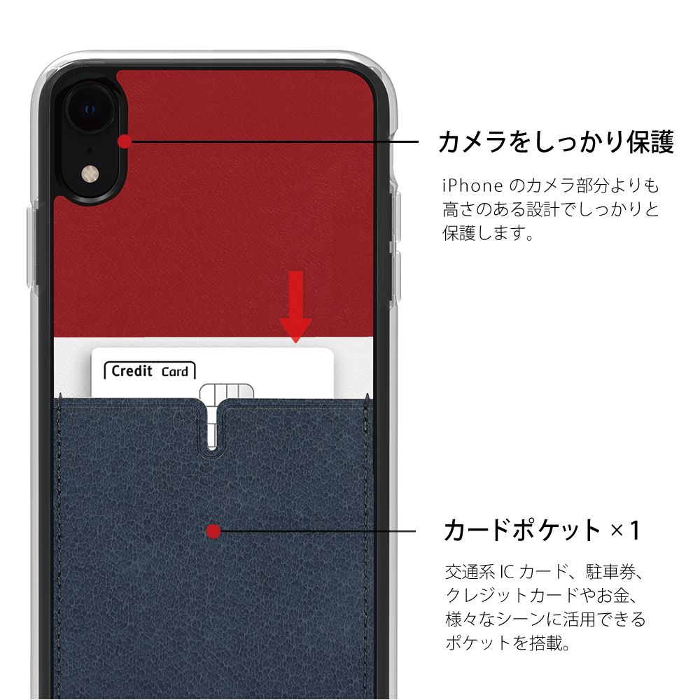 【iPhoneXR ケース】C1 バックポケットケース (Dark Red)サブ画像