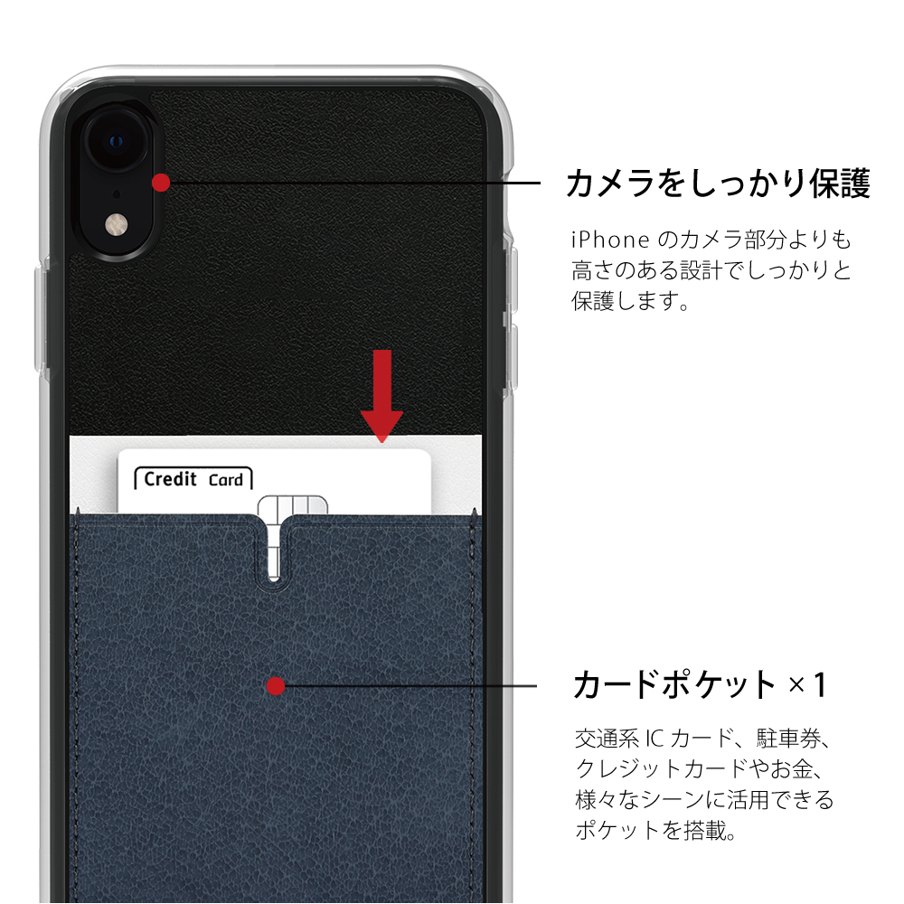 【iPhoneXR ケース】C1 バックポケットケース (Black)サブ画像