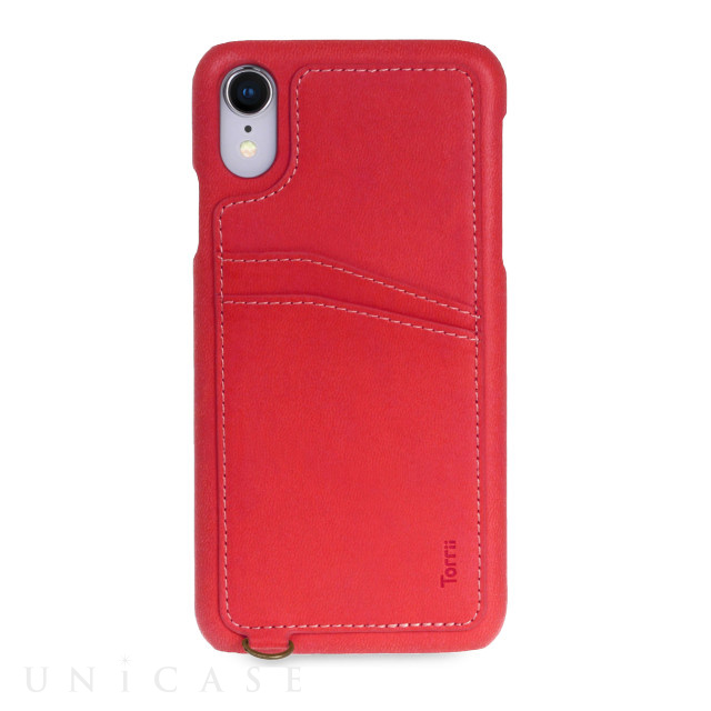 【iPhoneXR ケース】KOALA カードポケット付きiPhoneケース（ストラップ付き）Red