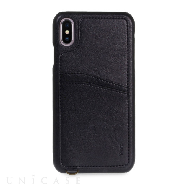 【iPhoneXS Max ケース】KOALA カードポケット付きiPhoneケース（ストラップ付き） Black