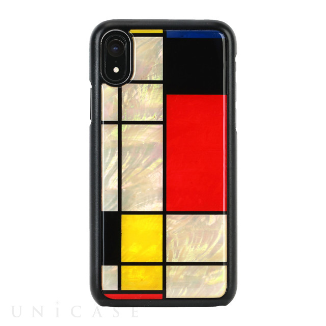 【iPhoneXR ケース】天然貝ケース (Mondrian ブラックフレーム)