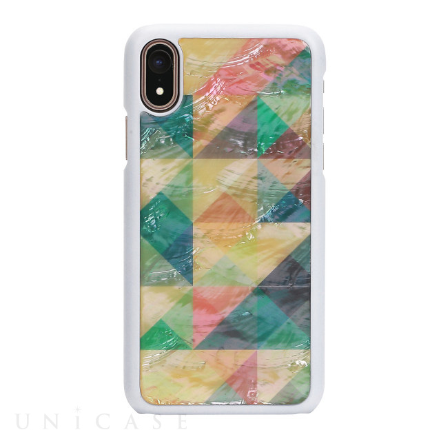 【iPhoneXR ケース】天然貝ケース (Mosaic ホワイトフレーム)