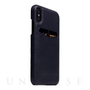 【iPhoneXS/X ケース】Full Grain Leather Back Case (Black Blue)