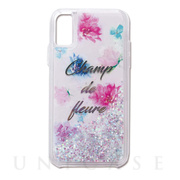 【iPhoneXS/X ケース】Liquid case (studded flowers-glitter)