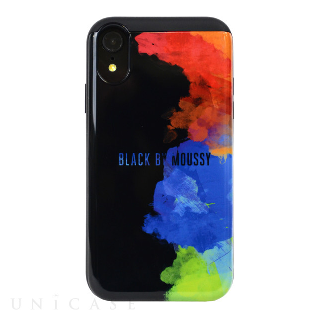 【iPhoneXR ケース】BLACK BY MOUSSY 背面ケース カード収納型 (スプレーブラック)