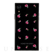 【iPhoneXR ケース】HONEY MI HONEY スクエア型 ガラスケース (PINK ROSE BLACK)