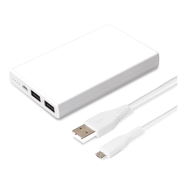 micro USBタフケーブル付き モバイルバッテリー5000mAh (ホワイト)サブ画像