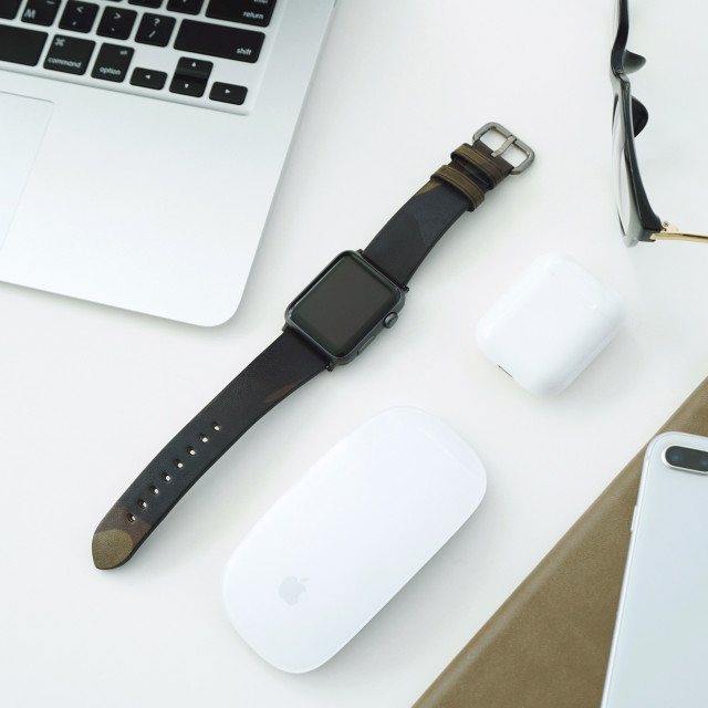 【Apple Watch バンド 44/42mm】Italian Camo Leather (カーキ) for Apple Watch Series4/3/2/1サブ画像
