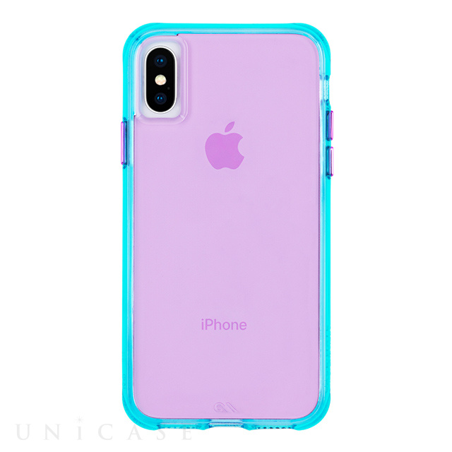 【iPhoneXS/X ケース】Tough Clear (Neon Turquoise/Purple)