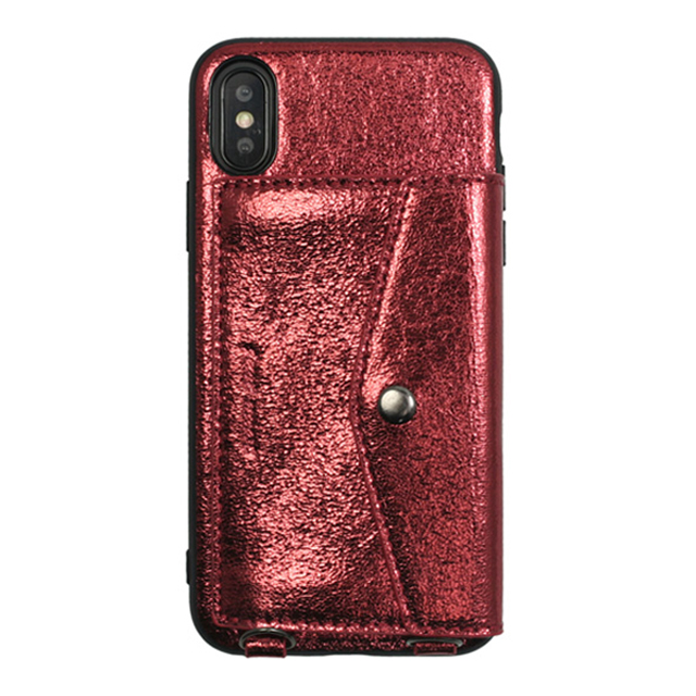 【iPhoneXS/X ケース】POCHETTE ネックストラップケース (Glitter Red)サブ画像