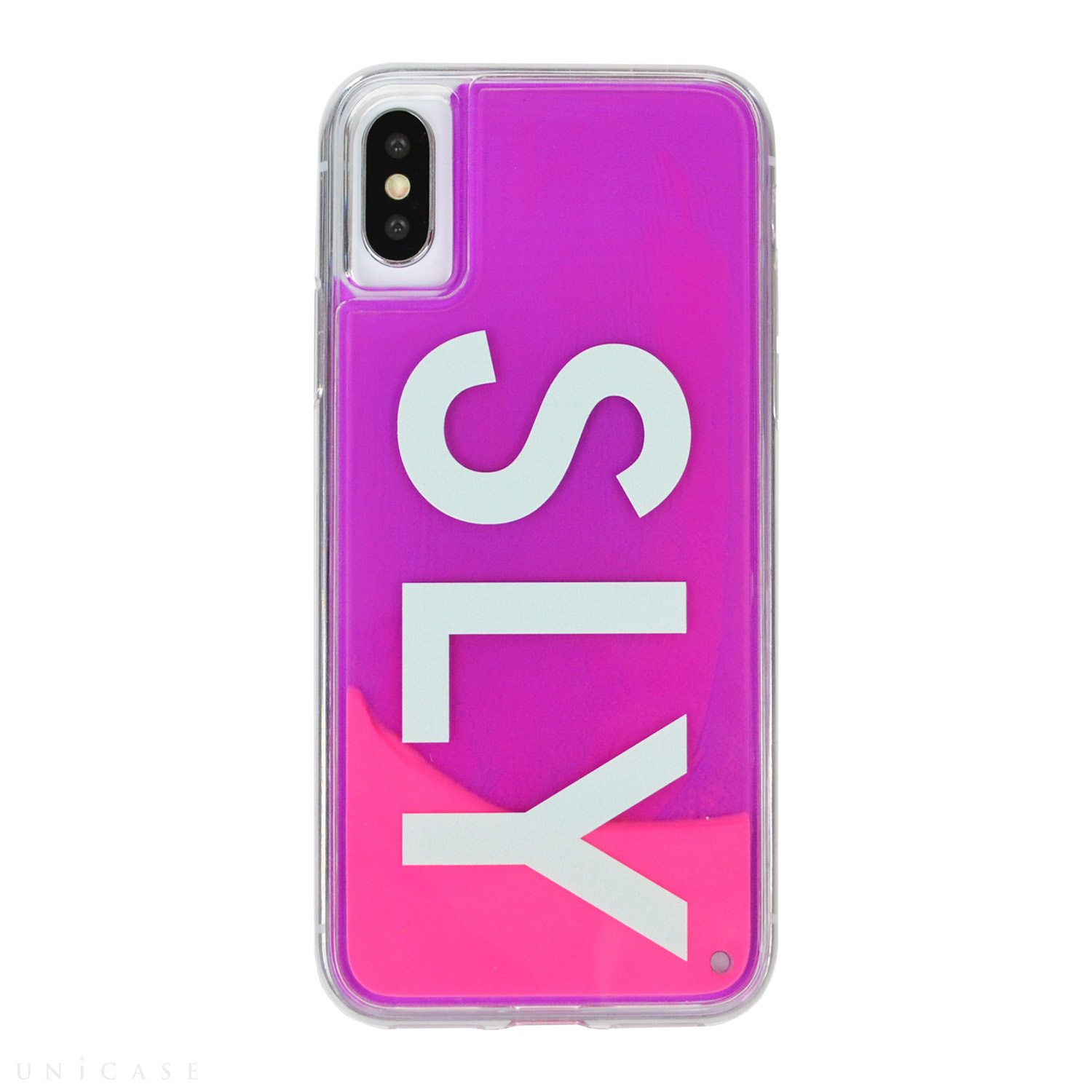 【iPhoneXS/X ケース】SLY ネオンサンドケース (LOGO/ピンク×パープル)