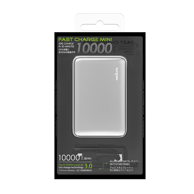 Fast Charge mini 10000｜Type-C PD・QC3.0搭載モバイルバッテリー (シルバー×ホワイト)サブ画像