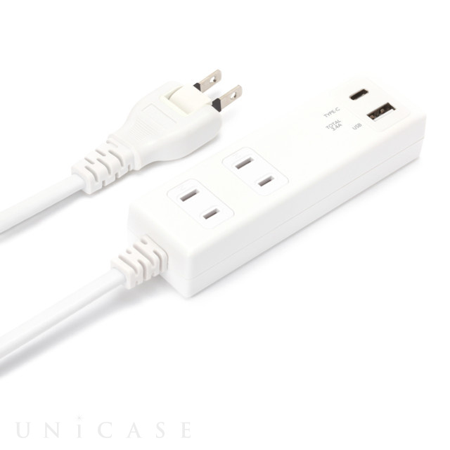 USBポート搭載 AC電源タップ (AC×2/USB-A×1/USB-C×1) (ホワイト)