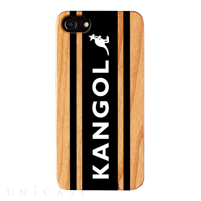 【iPhone8/7/6s/6 ケース】KANGOL ウッドケース [KANGOL BOX LOGO(BLK)]
