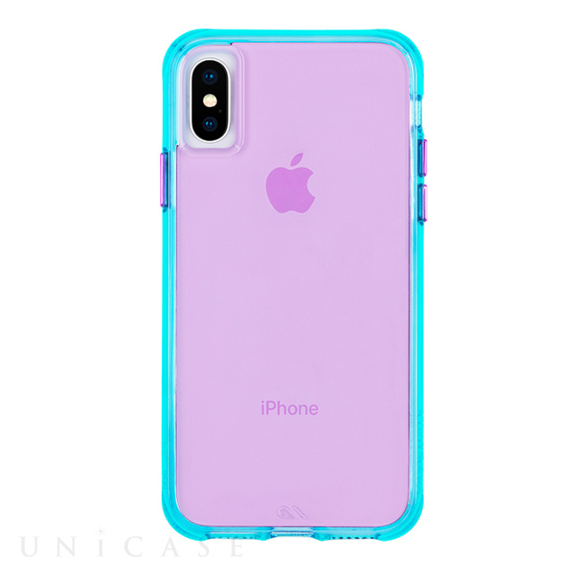 【iPhoneXS Max ケース】Tough Clear (Neon Turquoise/Purple)