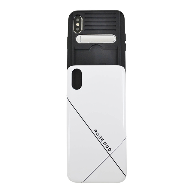 【iPhoneXR ケース】ROSE BUD スタンドミラー付きカード収納型背面ケース (ホワイト)サブ画像