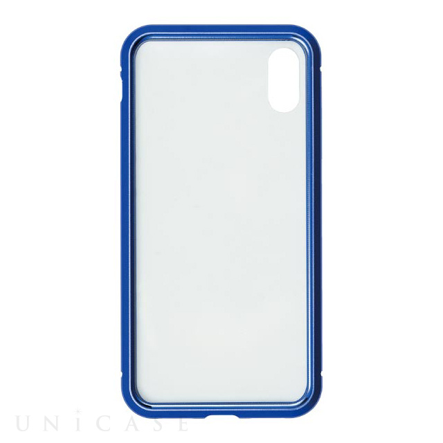 【iPhoneXS/X ケース】背面繊維ガラス×アルミバンパーケース (Blue)