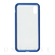 【iPhoneXR ケース】背面繊維ガラス×アルミバンパーケース (Blue)