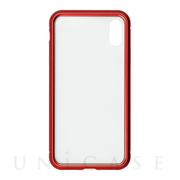 【iPhoneXR ケース】背面繊維ガラス×アルミバンパーケース (Red)